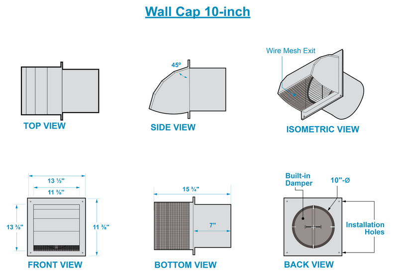Metal Wall Cap - 10" Duct