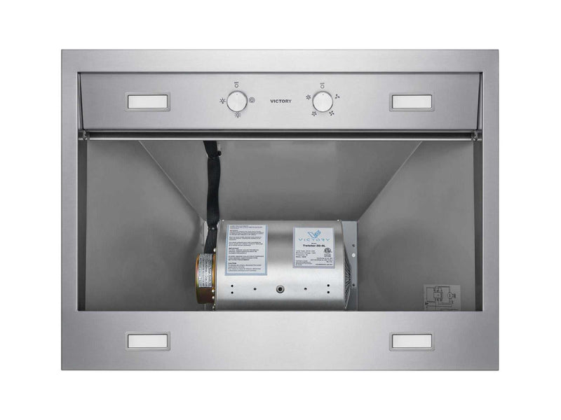 Internal view of the VICTORY Twister showing the all-metal blower motor and housing