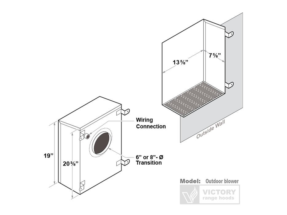 36 Inch Wall Mount Range Hood with 450/600 CFM Remote Blower - VICTORY Twister