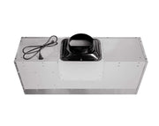 Top view of VICTORY Hurricane under cabinet range hood showing the powerful all-metal motor housing and included power cord for easy installation