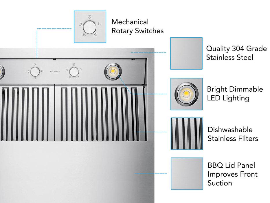 48 Inch 1200 CFM Outdoor Range Hood for BBQ - VICTORY Twister BBQ