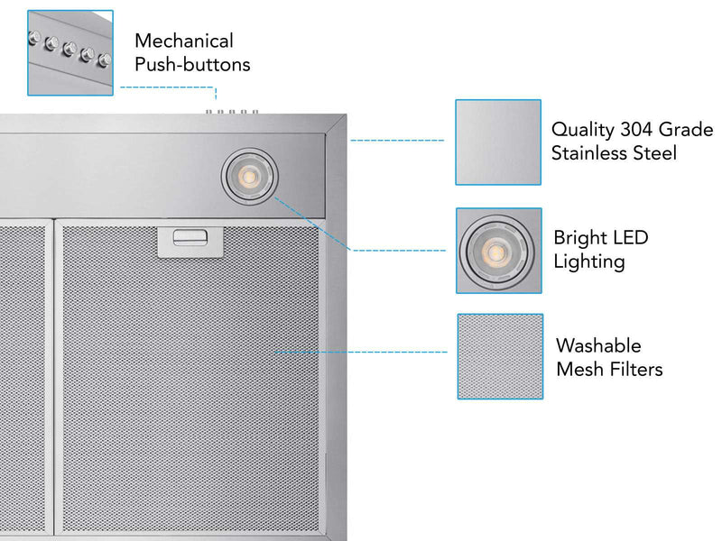 30 Inch 600 CFM Wall Mount Range Hood - VICTORY Classic