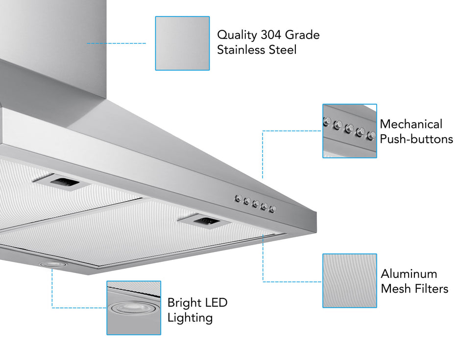 30 Inch 600 CFM Wall Mount Range Hood - VICTORY Classic