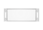 Underside of the Horizon hood showing the perimeter suction panel and four dimmable LED lights for a flush ceiling installation