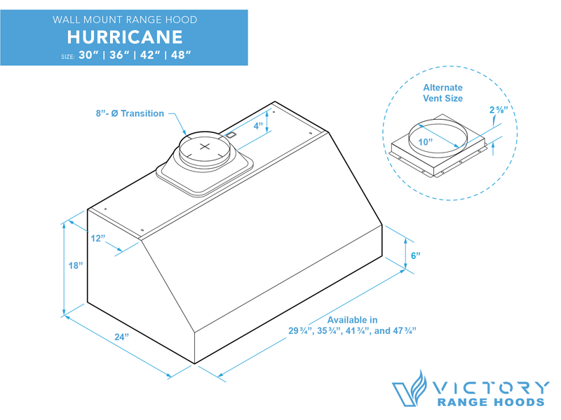 42 Inch 1200 CFM Under Cabinet Range Hood - VICTORY Hurricane