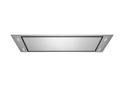Underside view of VICTORY Horizon range hood showing 900 CFM Power suction gaps with four dimmable LED lights