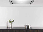 Victory Horizon flush ceiling hood positioned above a minimalist island cooktop showcasing high-performance 900 CFM Power