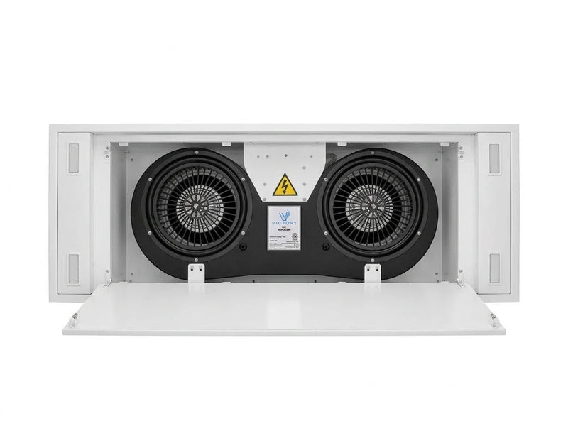 White 900 CFM Flush Ceiling Mount Range Hood  - VICTORY Horizon