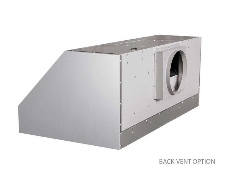 Rear view of the 30 Inch 1200 CFM VICTORY Hurricane demonstrating the back-vent option for versatile horizontal wall-mount installation