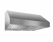 Angled view of the 42 Inch 1200 CFM Victory Venice showing the deep capture area and brushed stainless steel finish