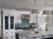 Professional kitchen installation of the 42 Inch 1200 CFM Victory Venice under-cabinet hood with white Shaker cabinets