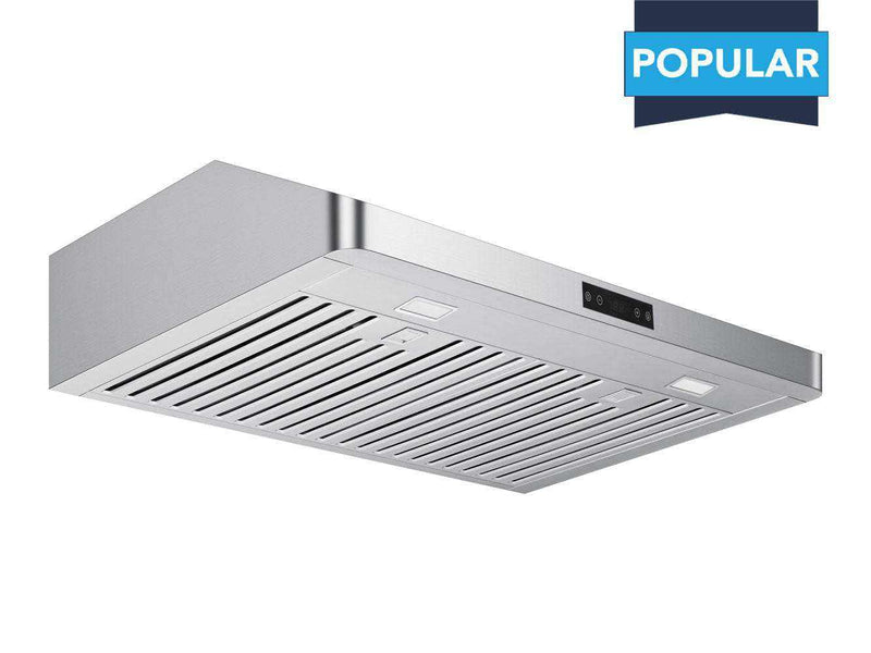 30 Inch 600 CFM Under Cabinet Range Hood with stainless steel finish and touch controls