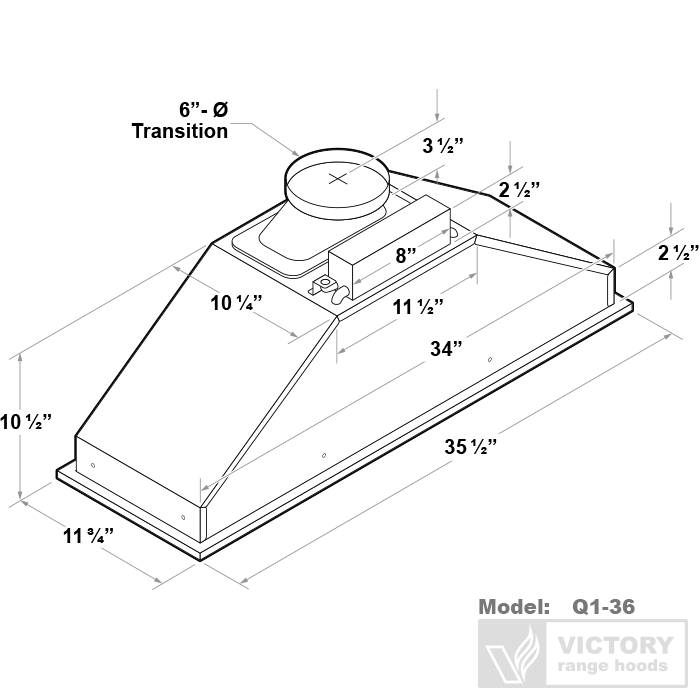 built-in range hood insert for 12" cabinet