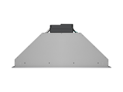 Front view of VICTORY Q1 range hood insert with sleek stainless steel face and centered push-button controls