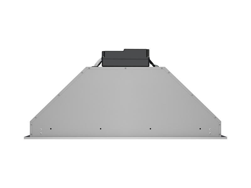 Side view of 30 Inch 600 CFM Range Hood Insert - VICTORY Q1 showing 12-inch flush-mount depth for seamless cabinet fit