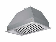 Angled profile of the 30 Inch 700 CFM Range Hood insert highlighting its durable stainless steel housing and dishwasher-safe baffle filters