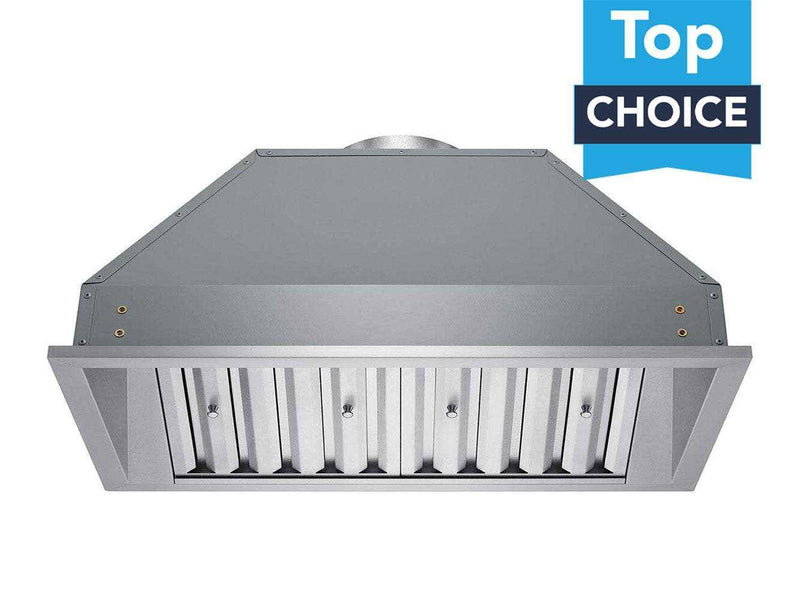 42 Inch 700 CFM Range Hood Insert VICTORY Q2 stainless steel with dimmable LED lights and versatile exhaust options