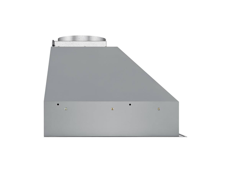 Solid back view of the Victory Q5 range hood insert, showing the clean flat panel for recessed custom cabinet installation