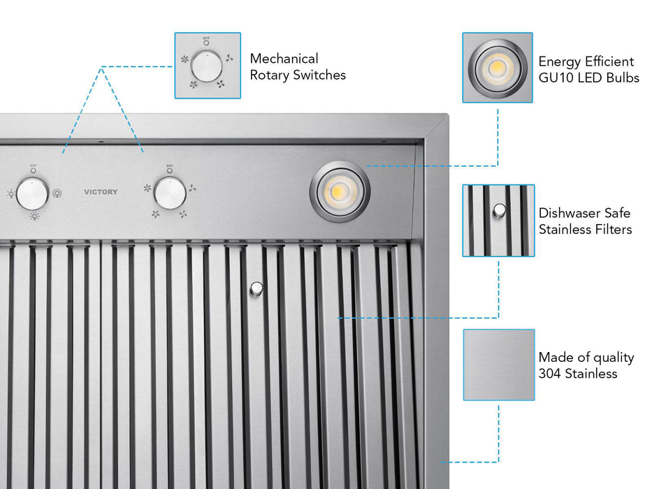 42 Inch 750 CFM Range Hood Insert - VICTORY Q5