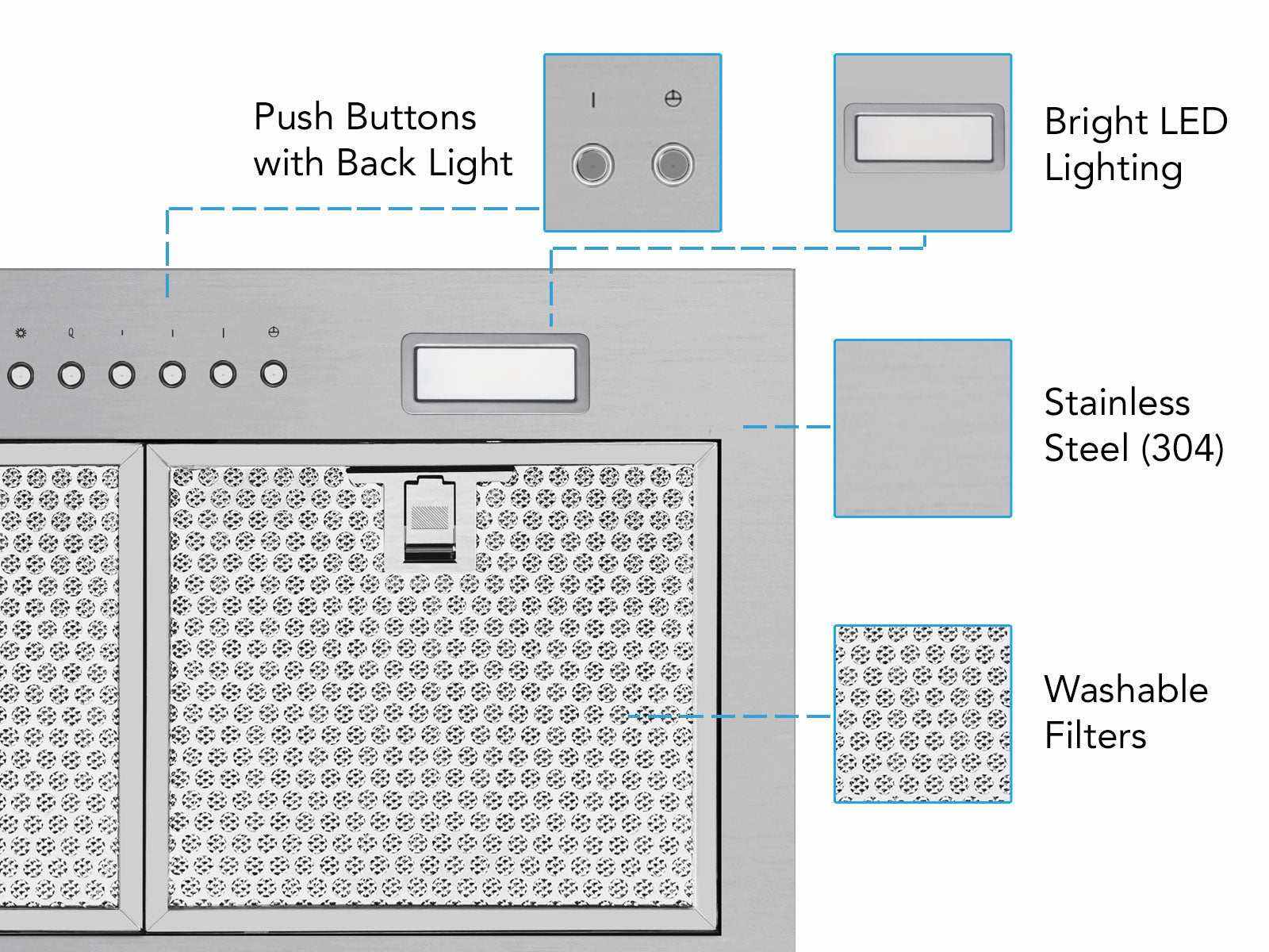 21 Inch 600 CFM Range Hood Insert - Victory Q6 | Professional