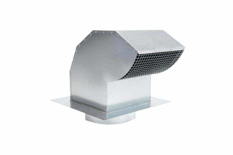 Galvanized steel roof cap 6-inch duct with mesh screen and spring tension damper for efficient airflow