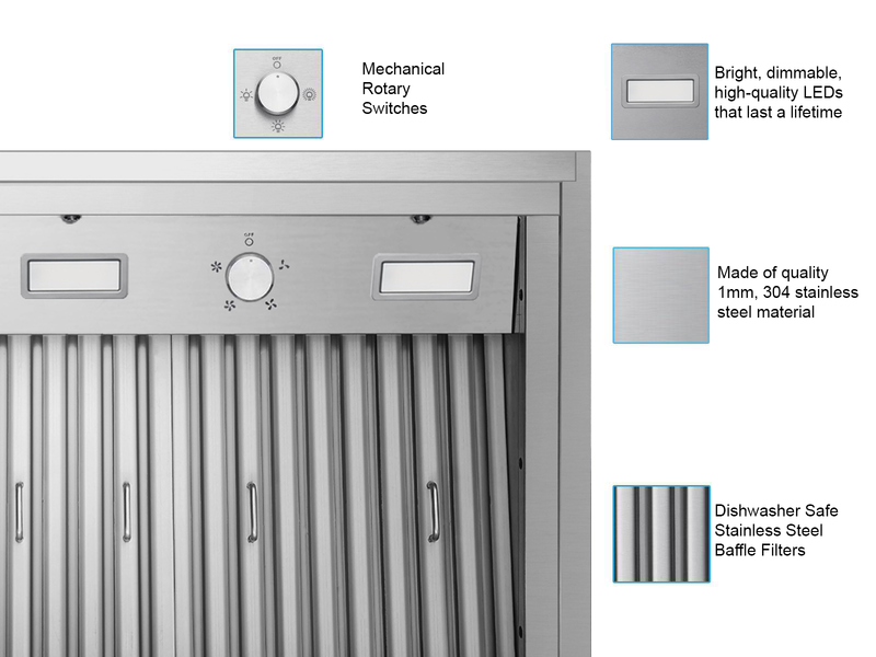 48 inch 900 CFM Range Hood Insert - VICTORY Star