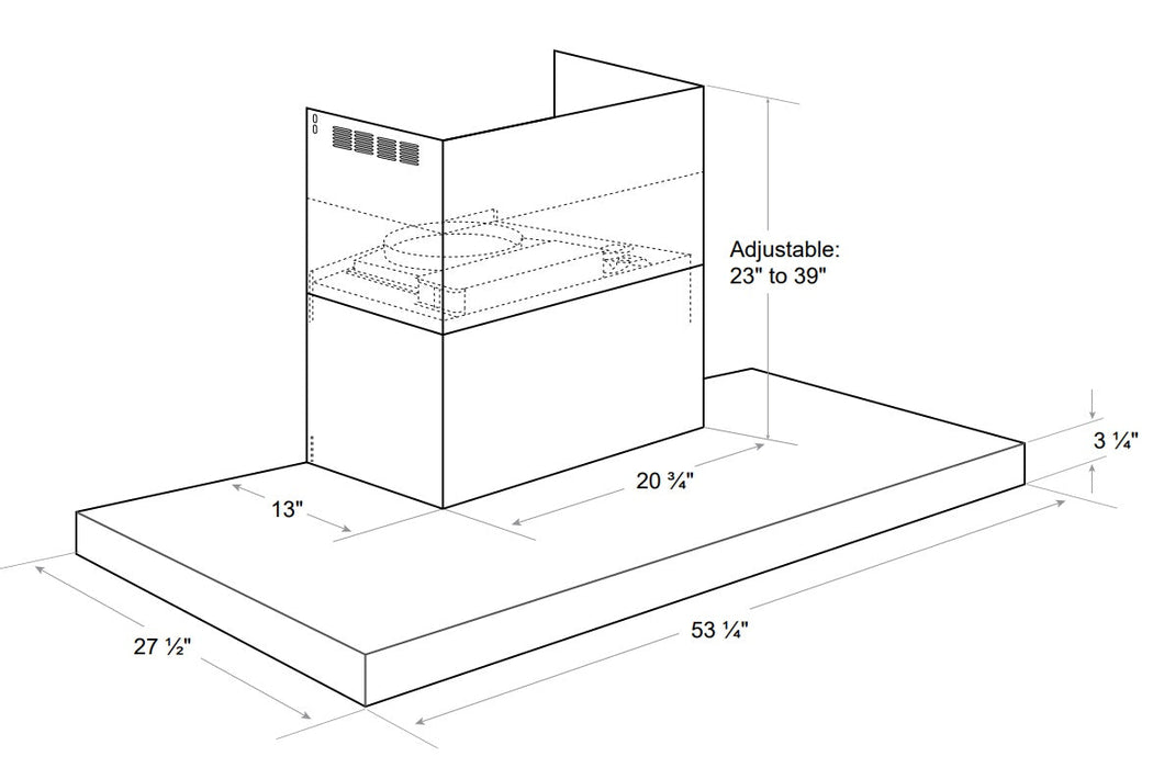 (Dented) 54" 1000 CFM Wall Mount Range Hood - SV200Z