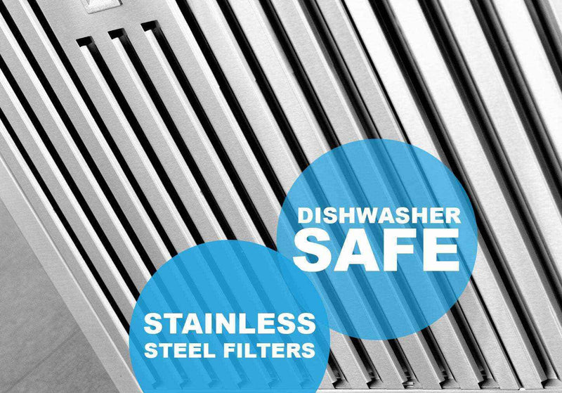 Durable stainless steel baffle filters for the Victory Luna, featuring a professional slanted design for superior grease capture and easy cleaning