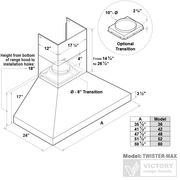 wall mount range hood 42" 1000 CFM chimney hood