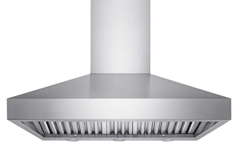48 inch 750 CFM VICTORY Twister wall mount stainless steel range hood with 22-inch deep canopy and quiet 8-inch ducting system