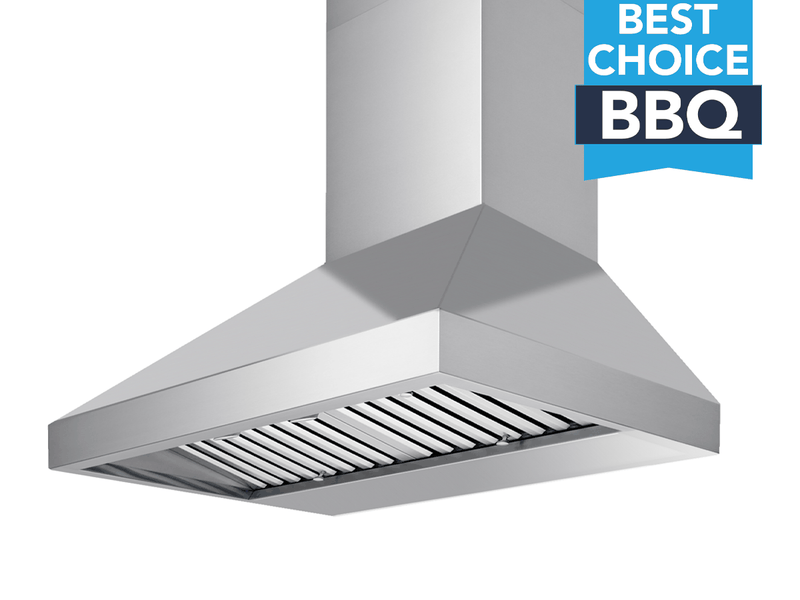 42 Inch 1200 CFM outdoor BBQ hood featuring professional 304 stainless steel baffle filters and a deep canopy design