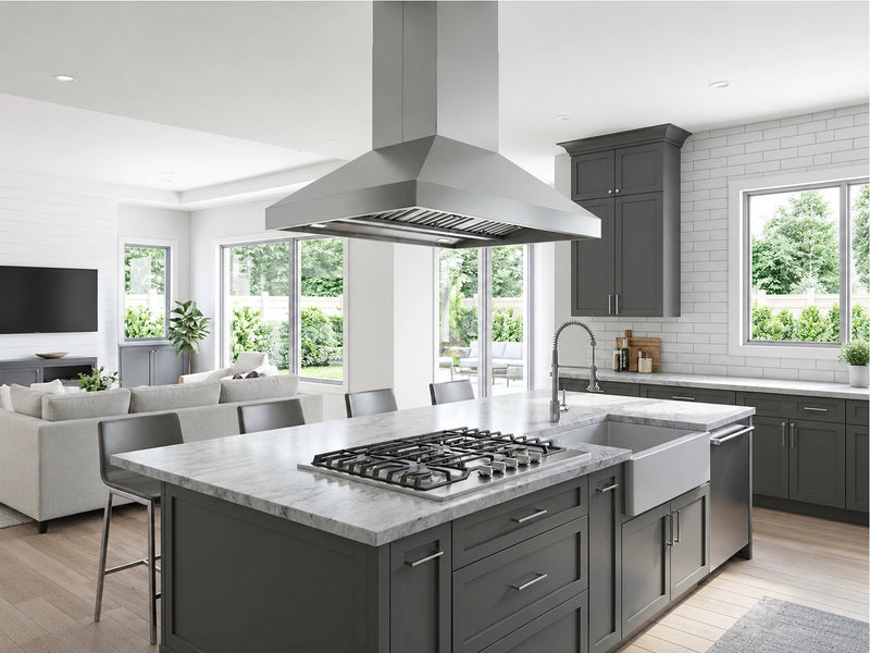 36 Inch Island Range Hood 750 CFM - VICTORY Twister Island