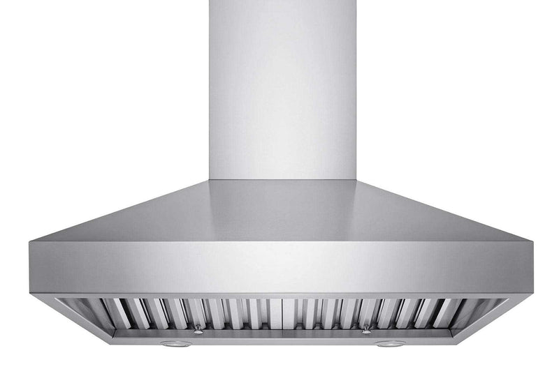 42 inch 750 CFM Wall Mount Range Hood in stainless steel with quiet operation and mechanical rotary switches