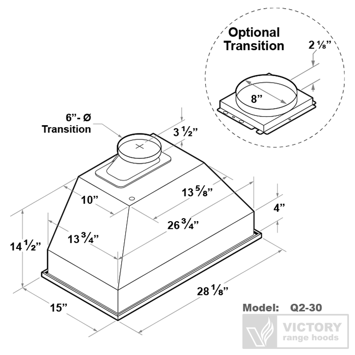 dimensions for insert range hood