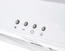 electronic push buttons on white wall mounted range hood